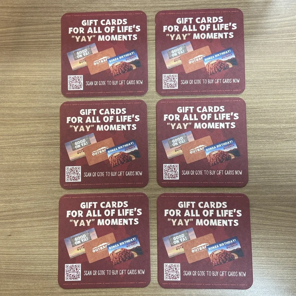 Paper‎ Cardboard Drink Cocktail Coasters Outback Steak House Lot Of 6 Six